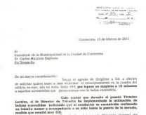 Nota enviada a la Municipalidad