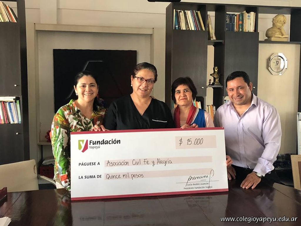 La Fundación Yapeyú donó 15 mil pesos a una institución del barrio Ongay