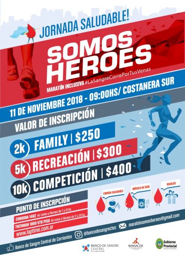 Invitamos a la maratón “Somos héroes” organizada por el Banco de Sangre Central