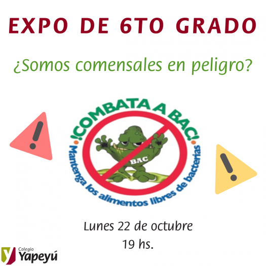 El lunes 22 de octubre se realiza la Expo de 6to grado: ¿Somos comensales en peligro?