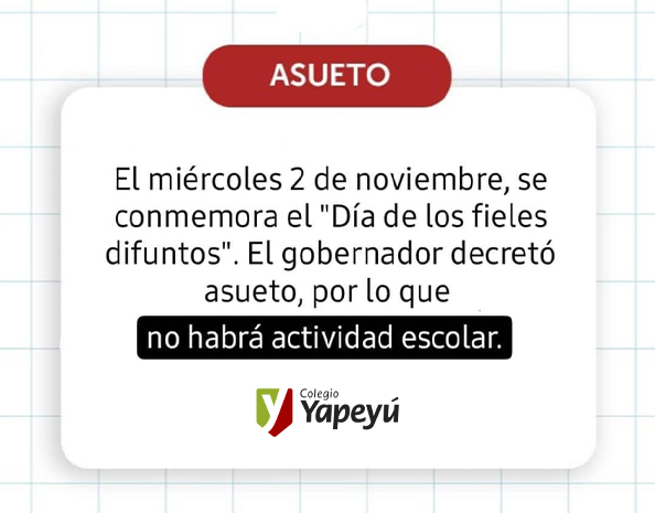 El miércolés 02/11 no habrá actividad escolar